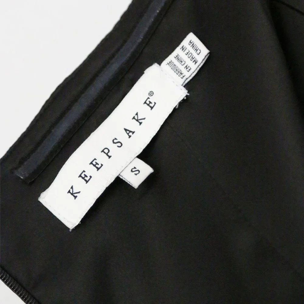 Keepsake Hearts On Fire Pant Suit Jumpsuit S Black Strapless Corset Pocket $190 - Picture 7 of 16